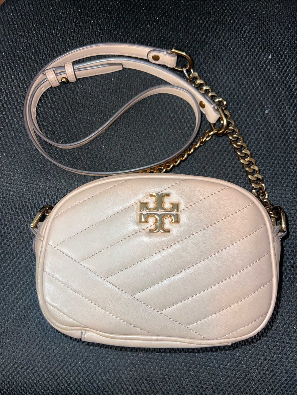 Tory Burch Quilted Leather Crossbody - Blush Pink with Gold Hardware